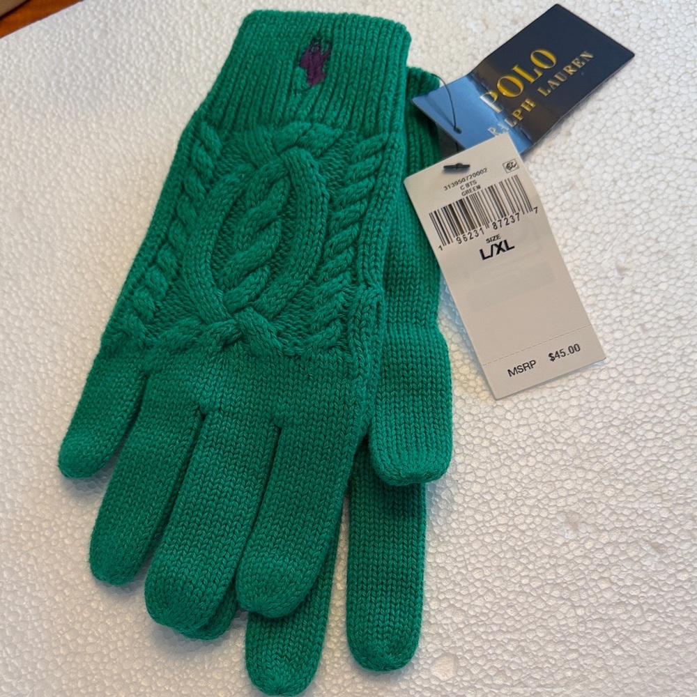 Polo by Ralph Lauren Vibrant Green Knit Gloves